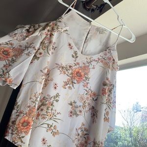 Floral cold shoulder blouse